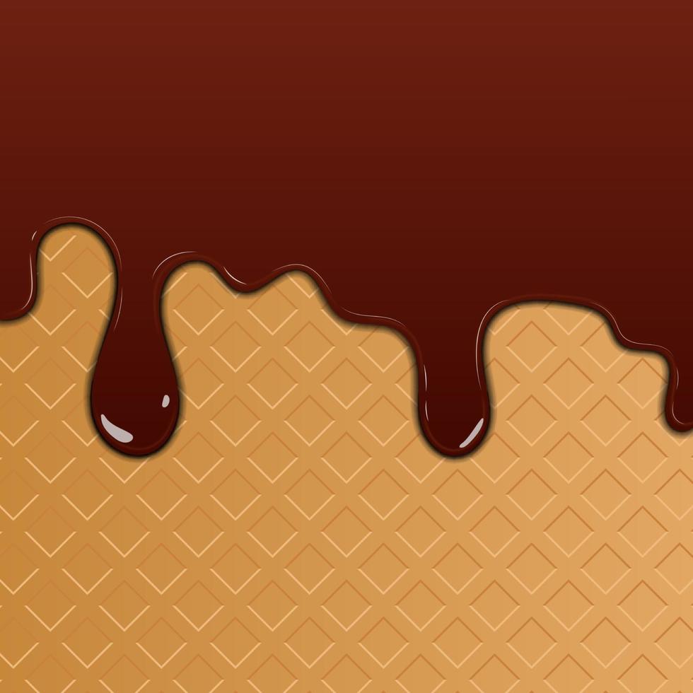 Wafer and dripping chocolate vector illustration