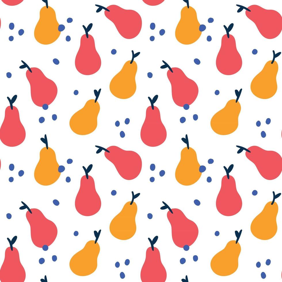 Hand drawn pear pattern vector