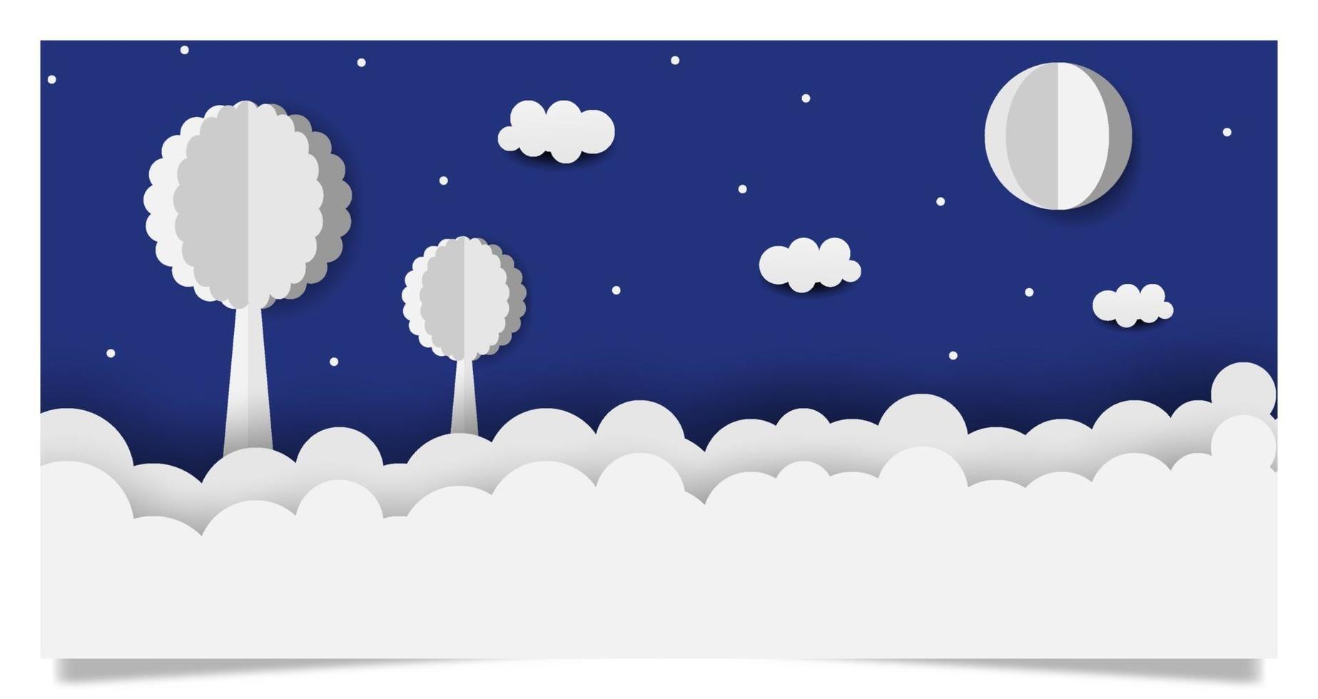 cielo nocturno en estilo papercut vector