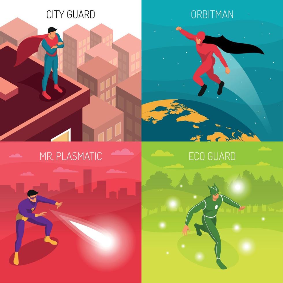 Superhero 2x2 Design Concept Vector Illustration