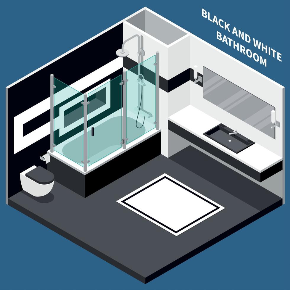 Ilustración de vector de composición isométrica de baño