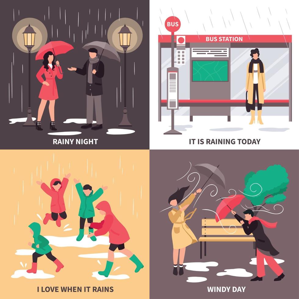 Bad Weather Concept Icons Set Vector Illustration