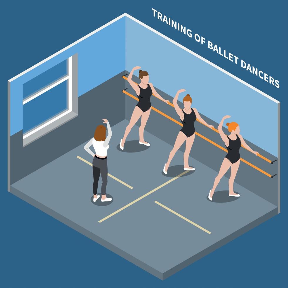 Ballet Dancers Isometric Composition Vector Illustration