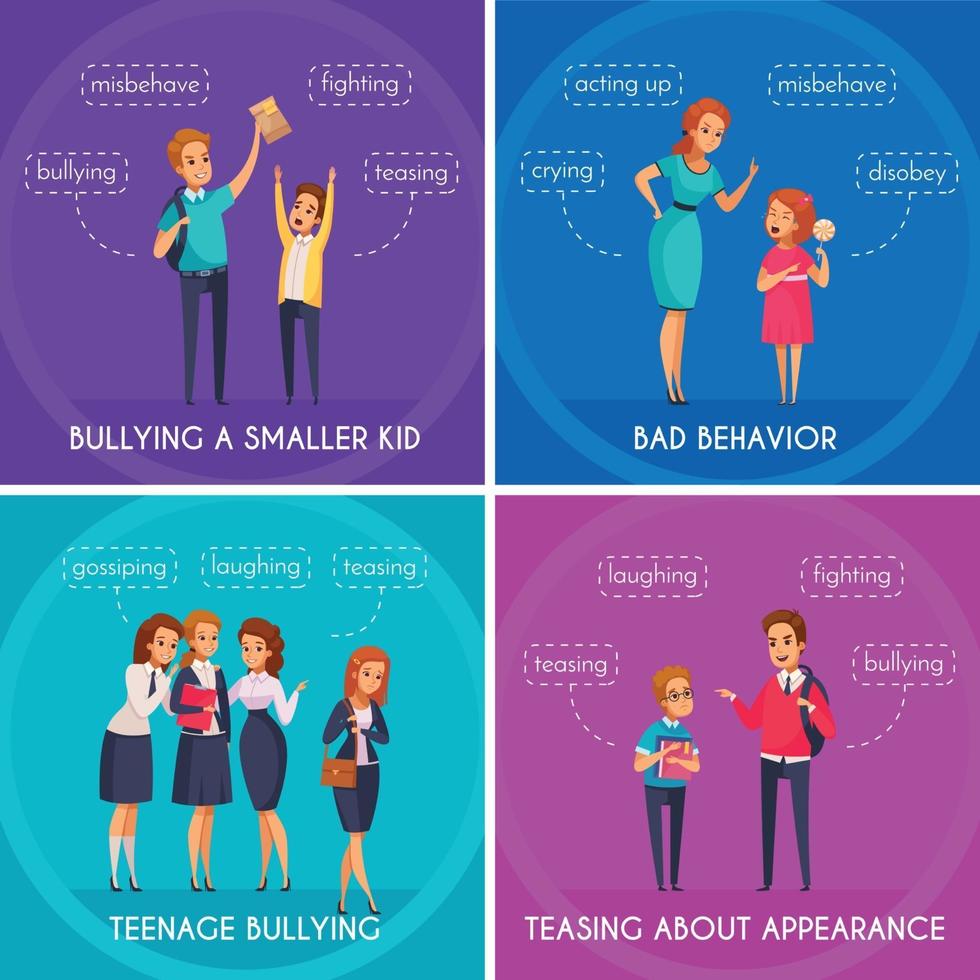 Students Bullying Design Concept Vector Illustration