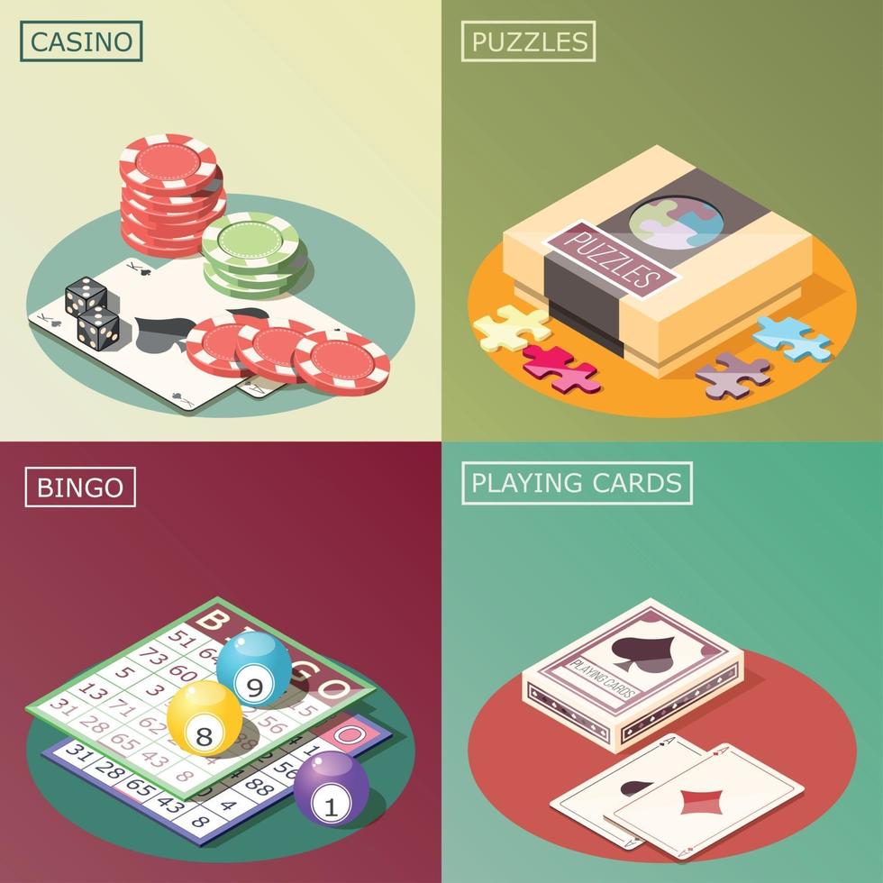 Board Games Isometric Design Concept Vector Illustration
