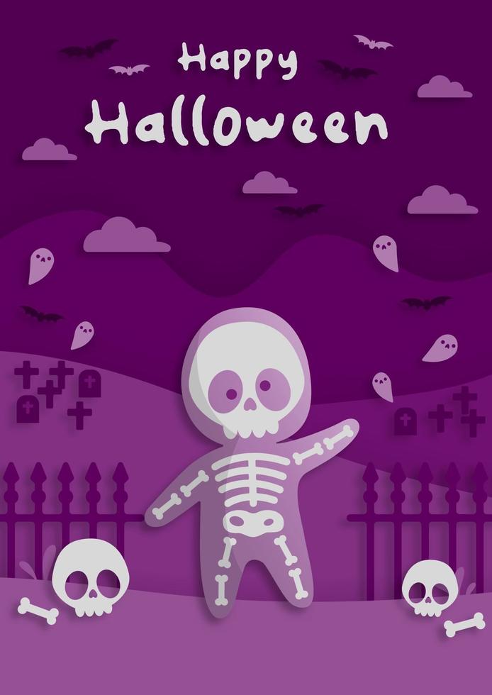 Happy Halloween party in paper art style vector