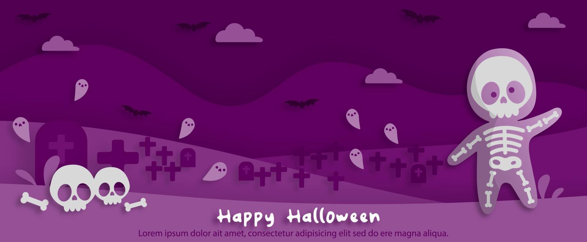 Happy Halloween party in paper art style vector
