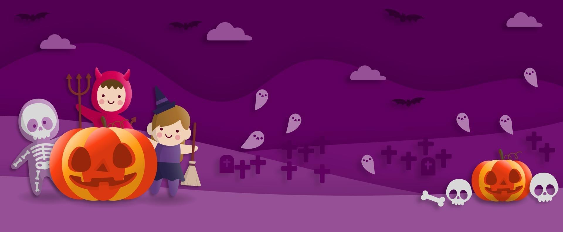 Happy Halloween party in paper art style vector