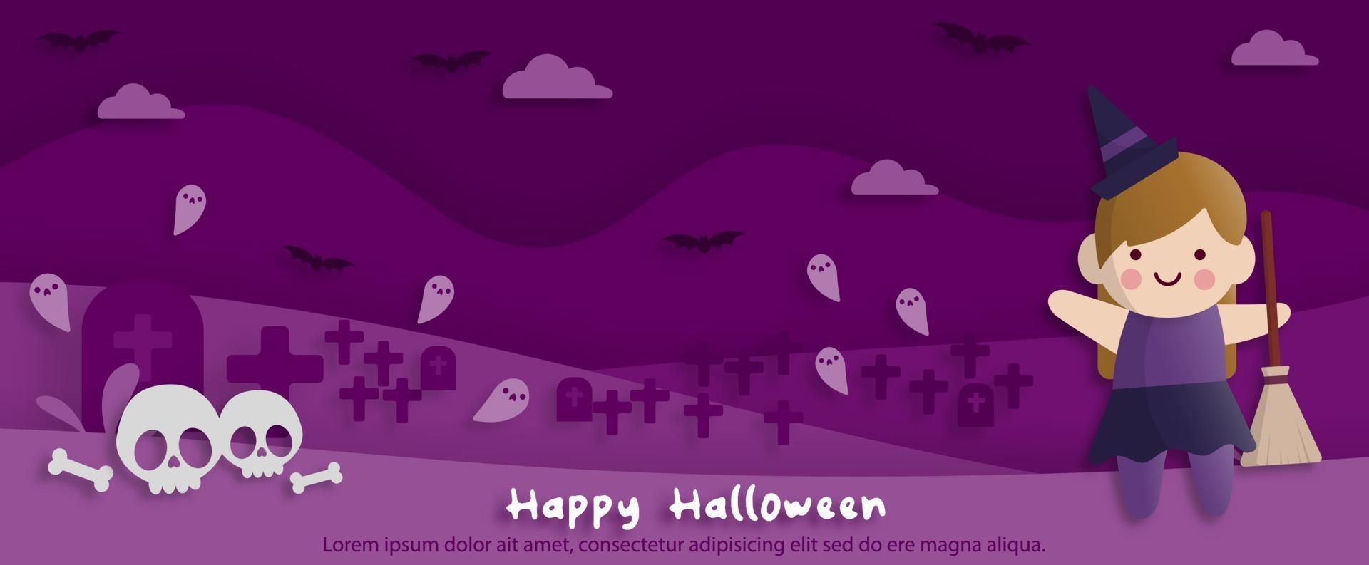 Happy Halloween party in paper art style vector