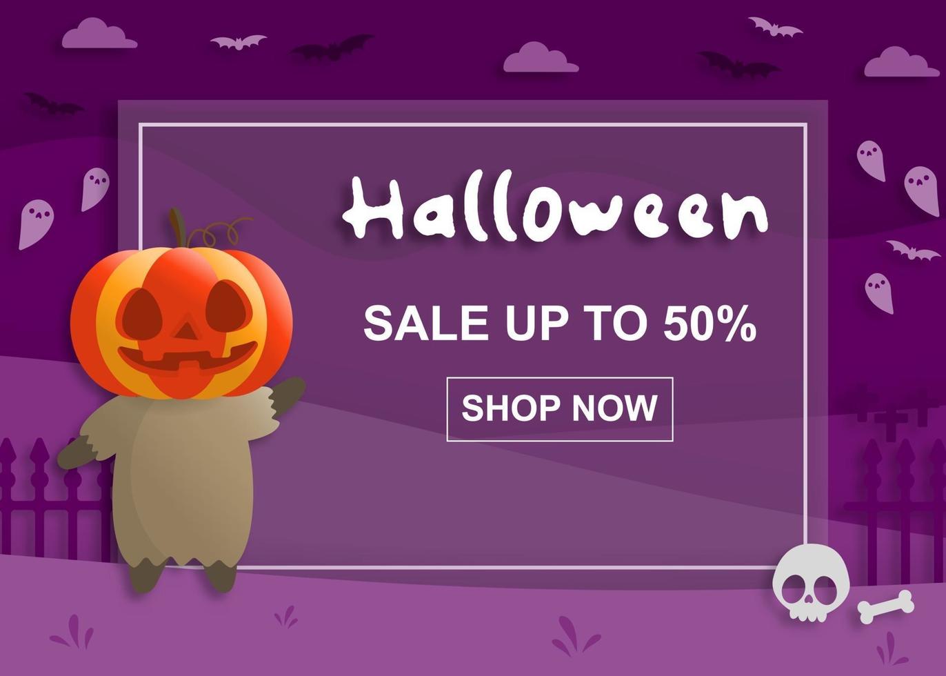 Happy Halloween party in paper art style vector