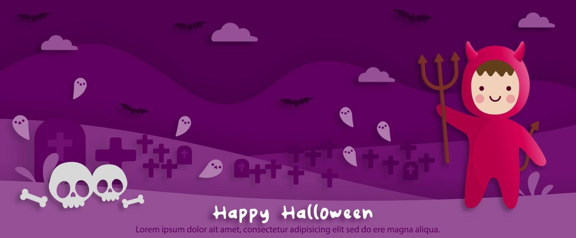Happy Halloween party in paper art style vector