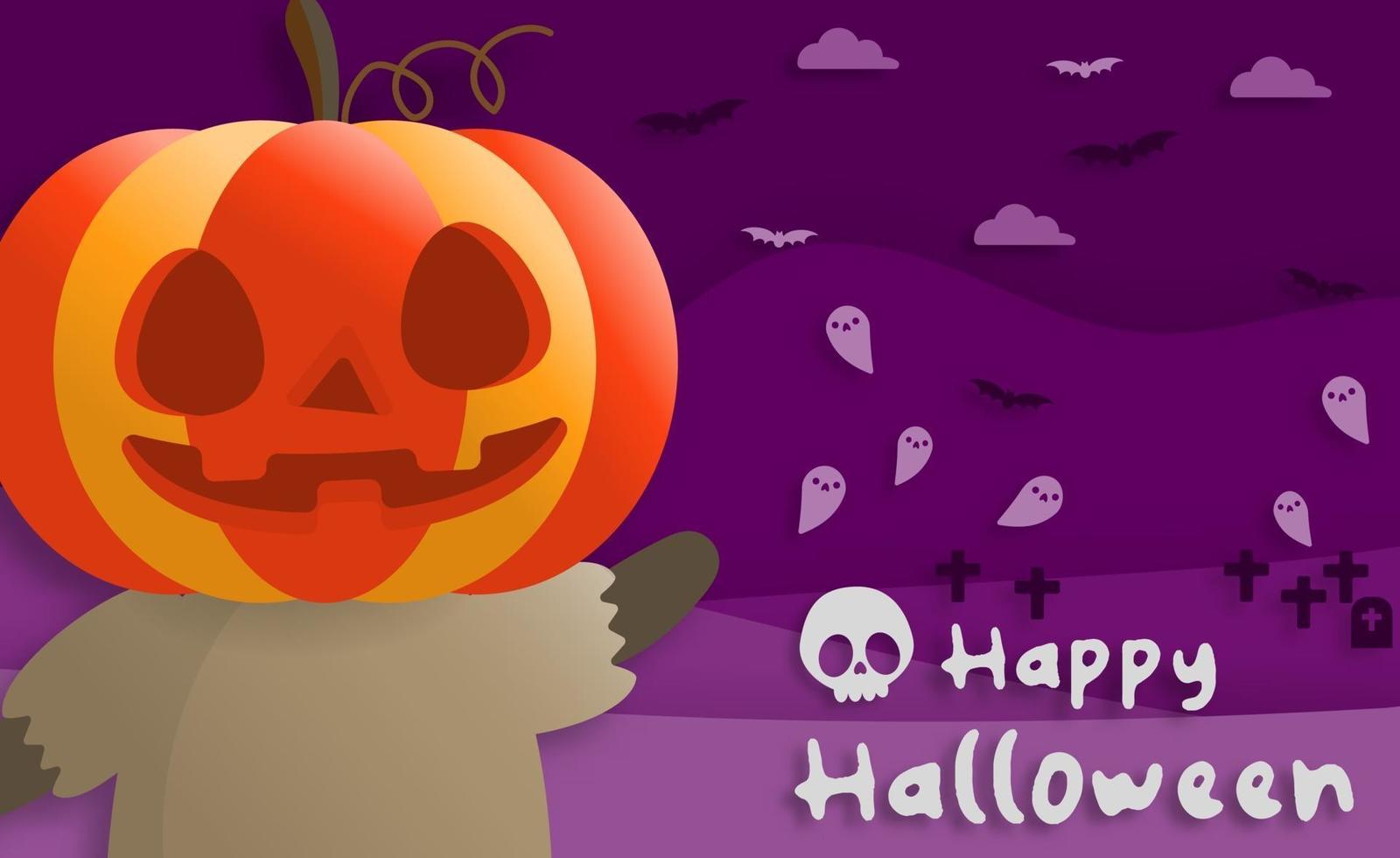 Happy Halloween party in paper art style vector