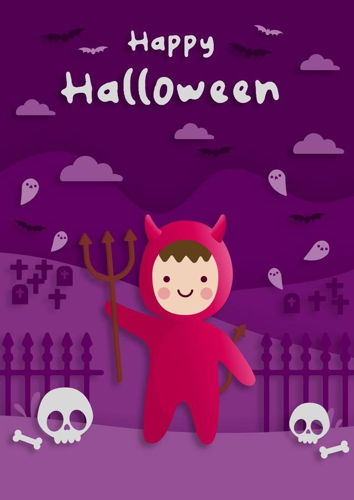 Happy Halloween party in paper art style vector