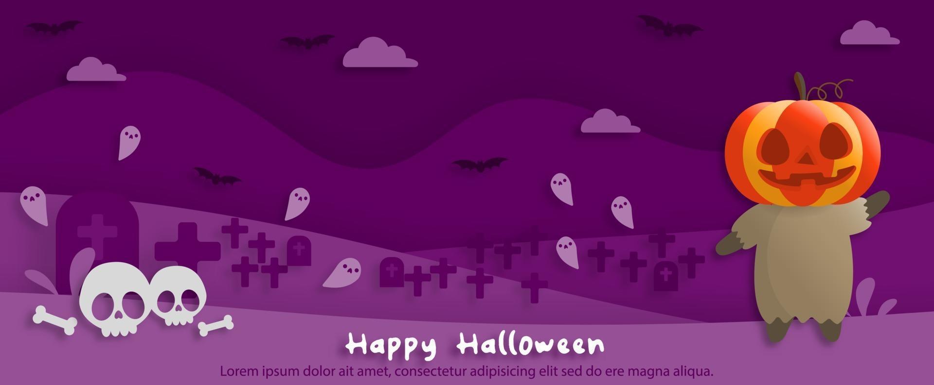 Happy Halloween party in paper art style vector