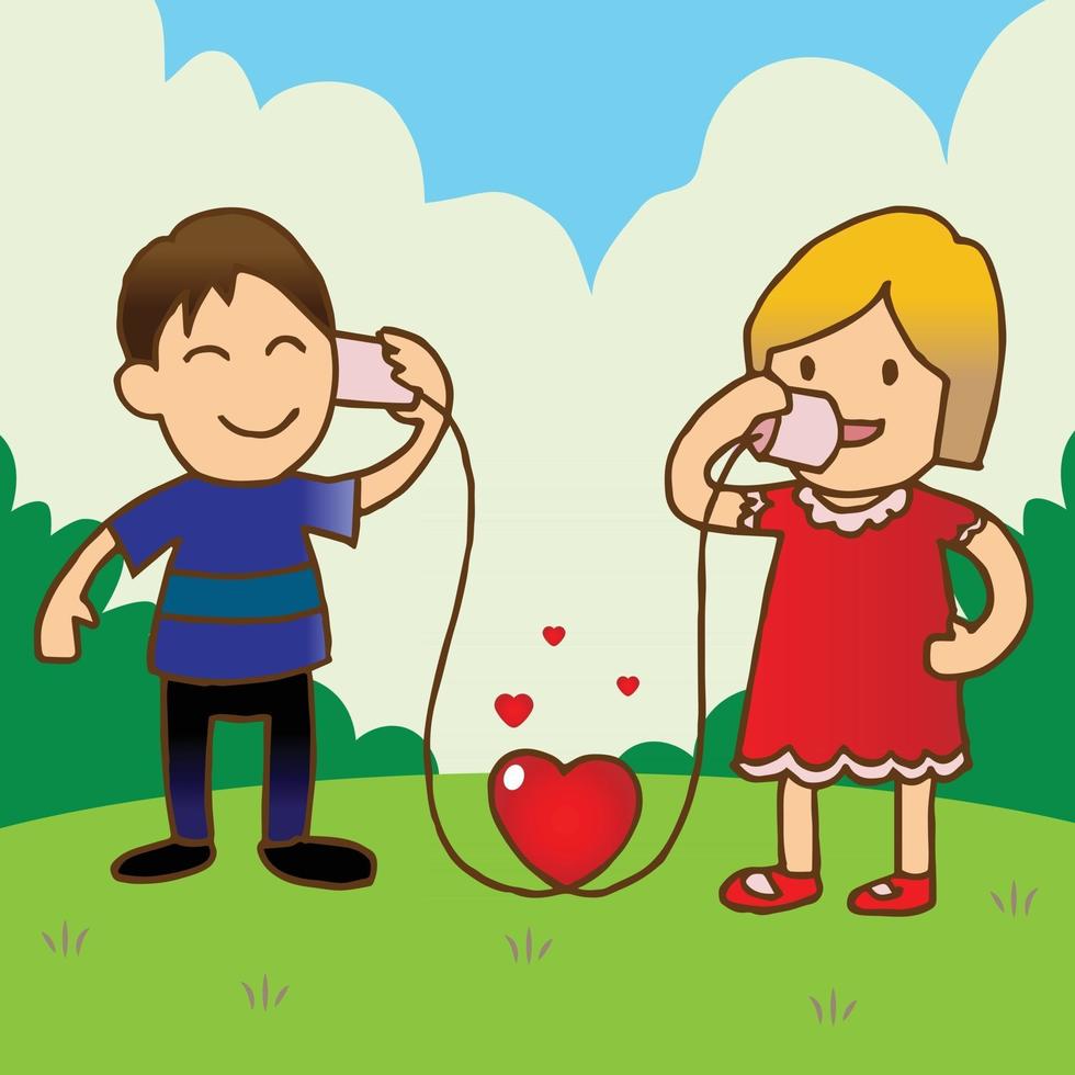 tell love by cup telephone vector