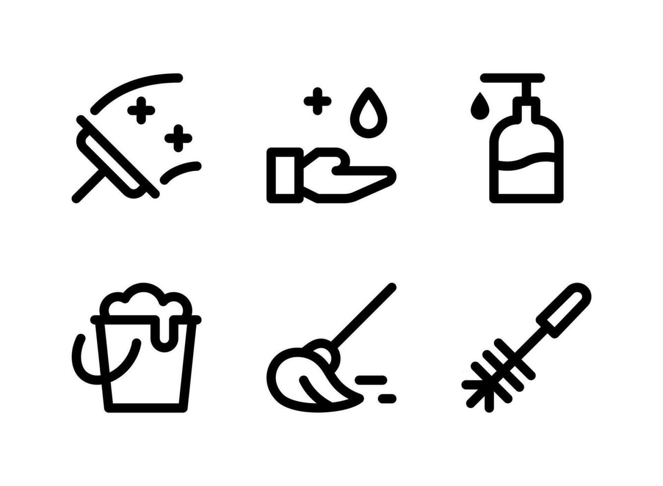conjunto simple de iconos de línea vectorial relacionados con la limpieza vector