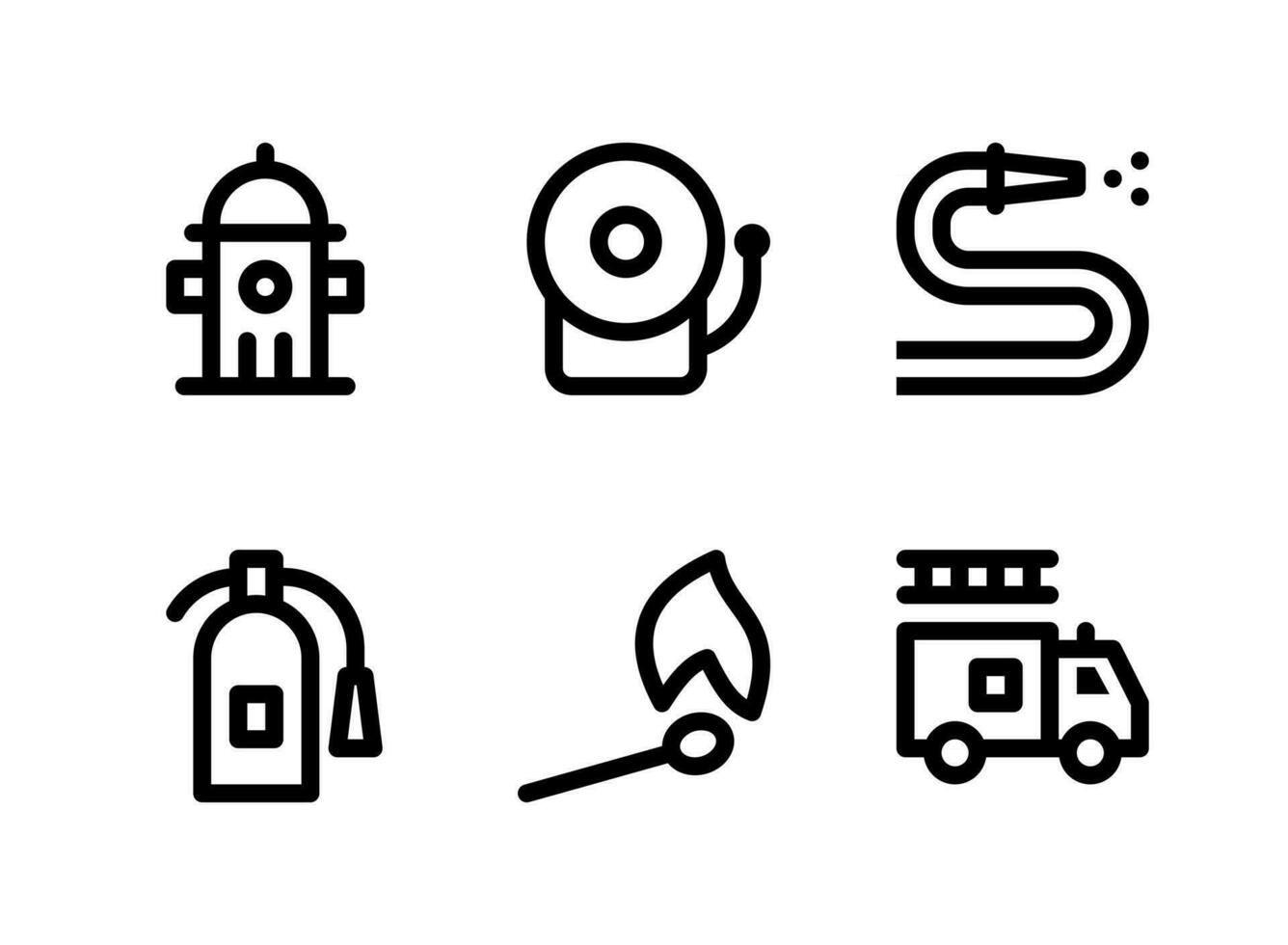 Simple Set of Firefighter Related Vector Line Icons