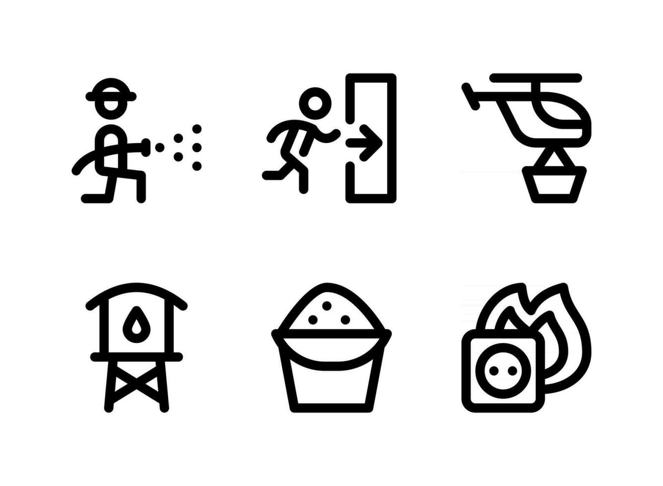 Simple Set of Firefighter Related Vector Line Icons