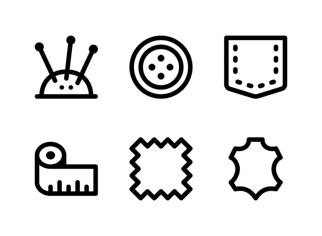 conjunto simple de iconos de líneas vectoriales relacionadas con la costura vector