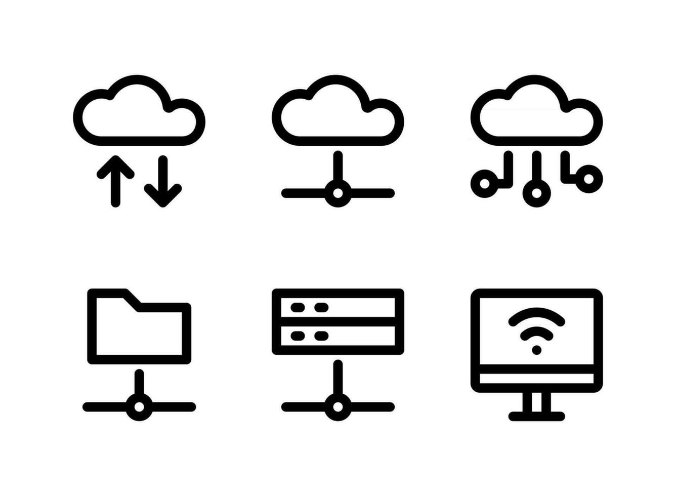 Simple Set of Network Related Vector Line Icons