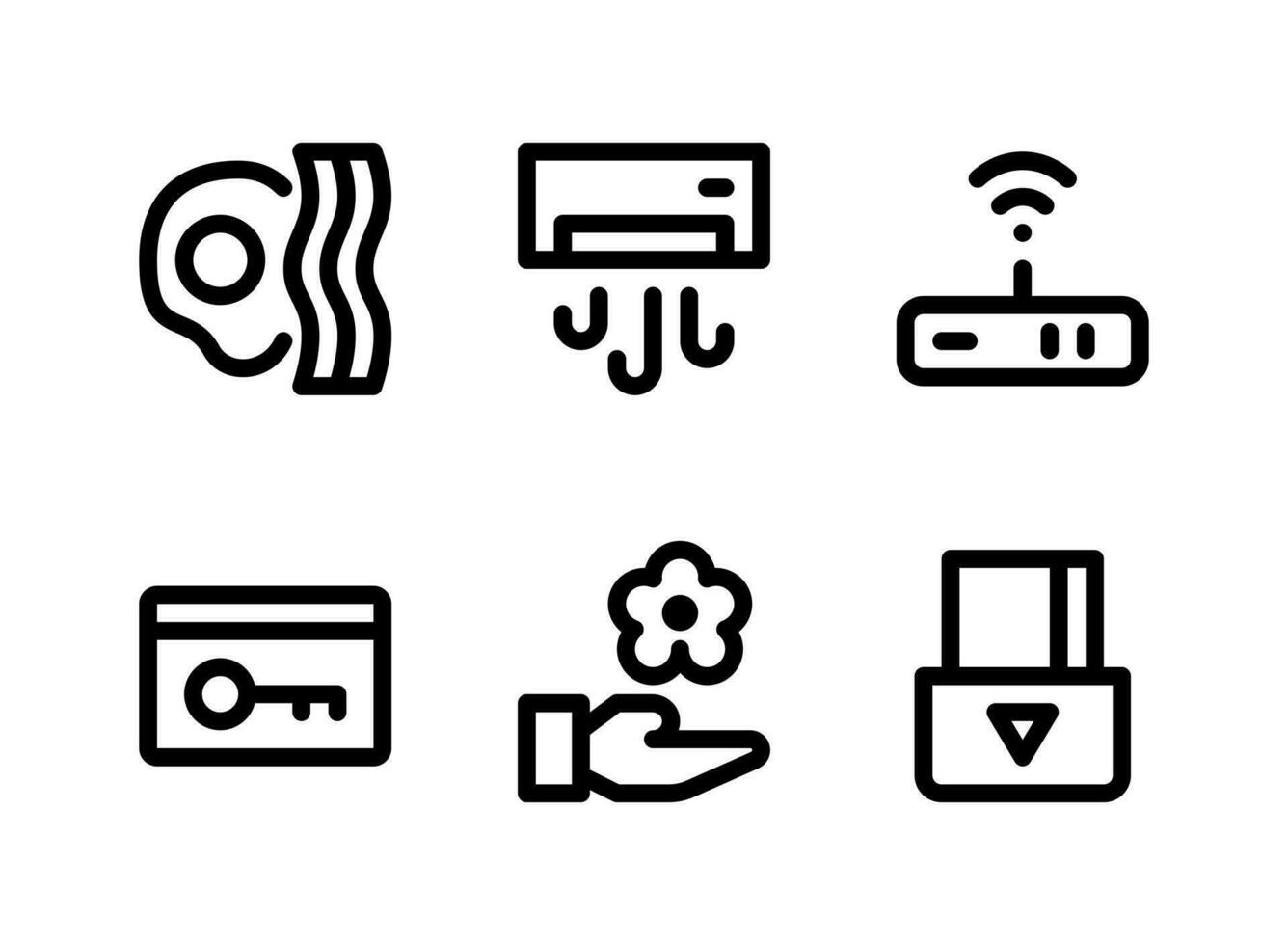 Simple Set of Hotel Service Related Vector Line Icons