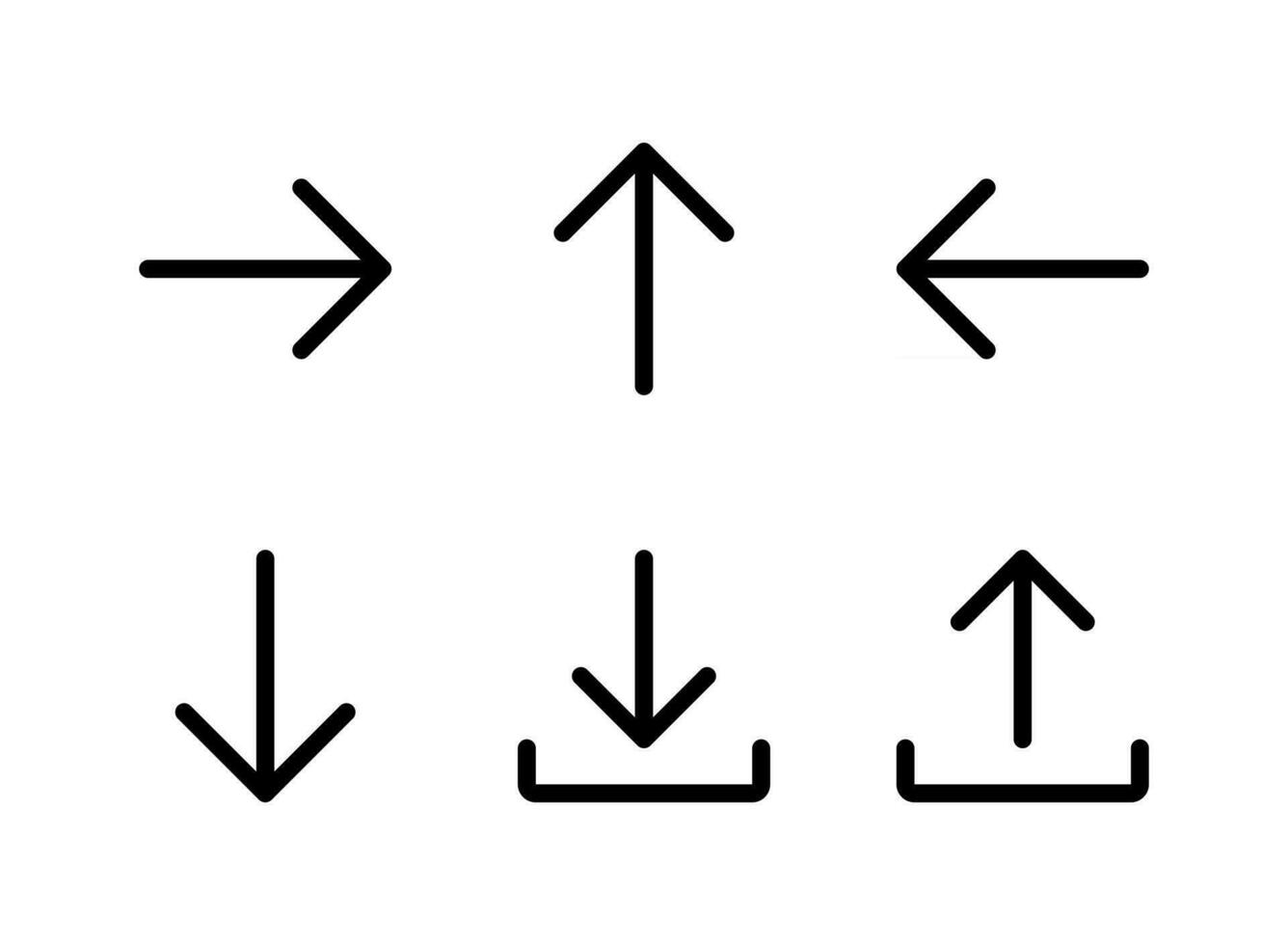 conjunto simple de flechas relacionadas con los iconos de líneas vectoriales vector