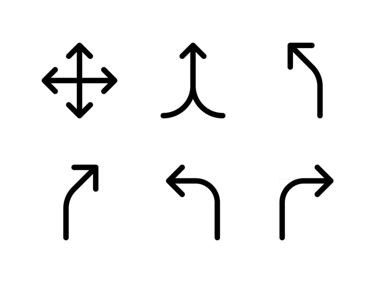 conjunto simple de flechas relacionadas con los iconos de líneas vectoriales vector