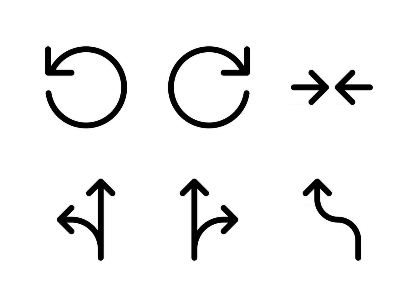 conjunto simple de flechas relacionadas con los iconos de líneas vectoriales vector