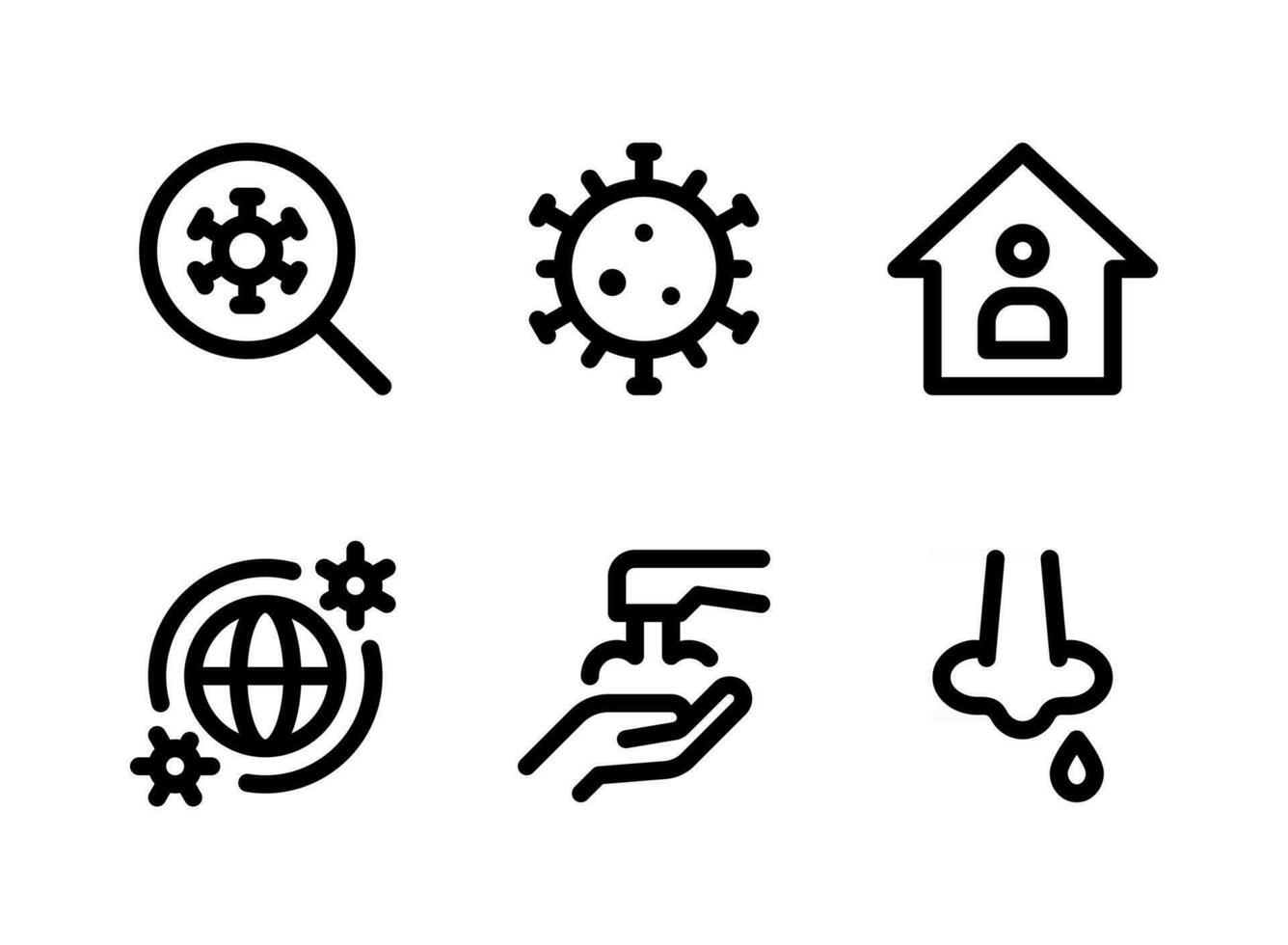 conjunto simple de iconos de línea de vector relacionados con coronavirus