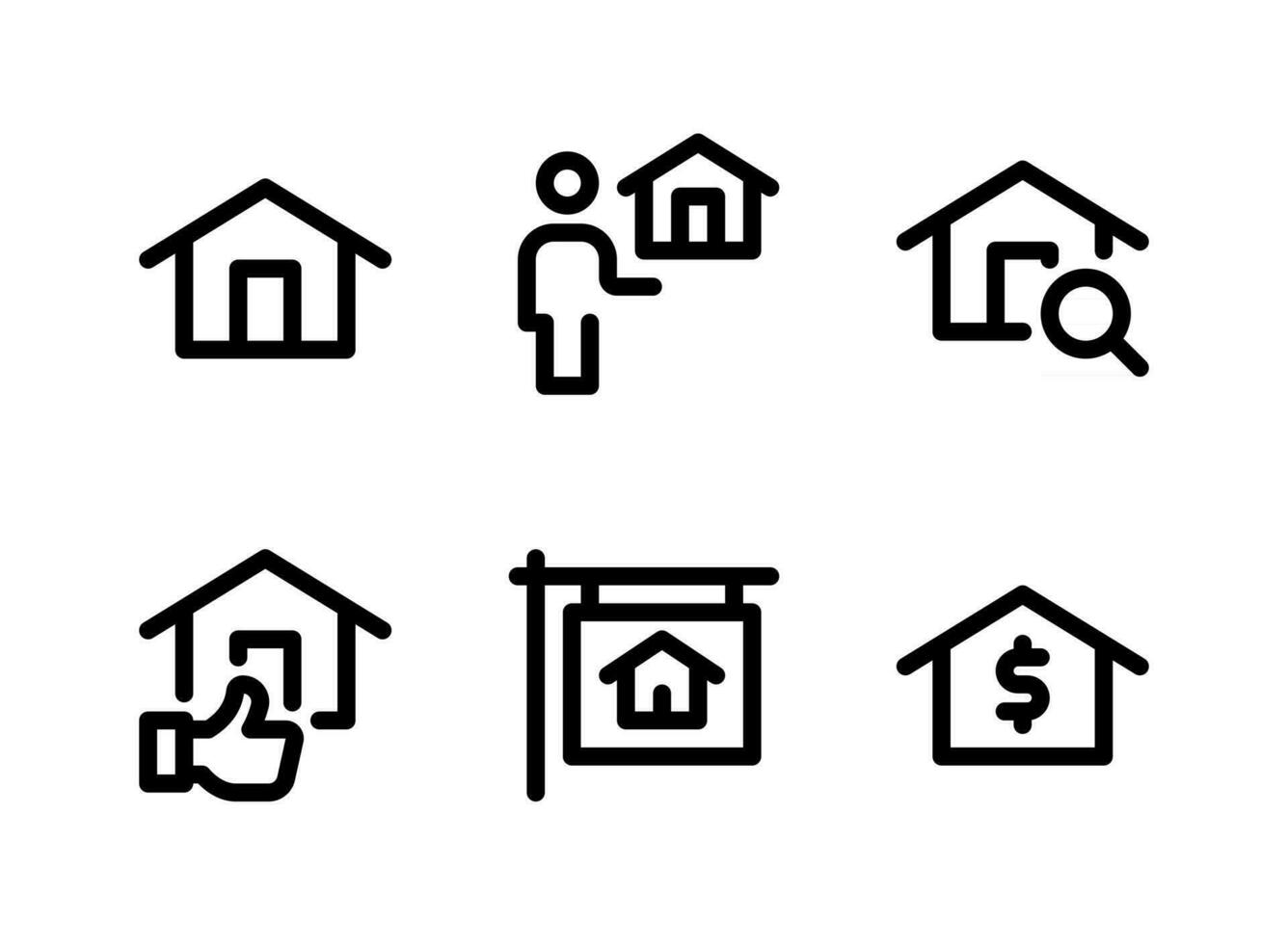 conjunto simple de iconos de línea de vector de bienes raíces