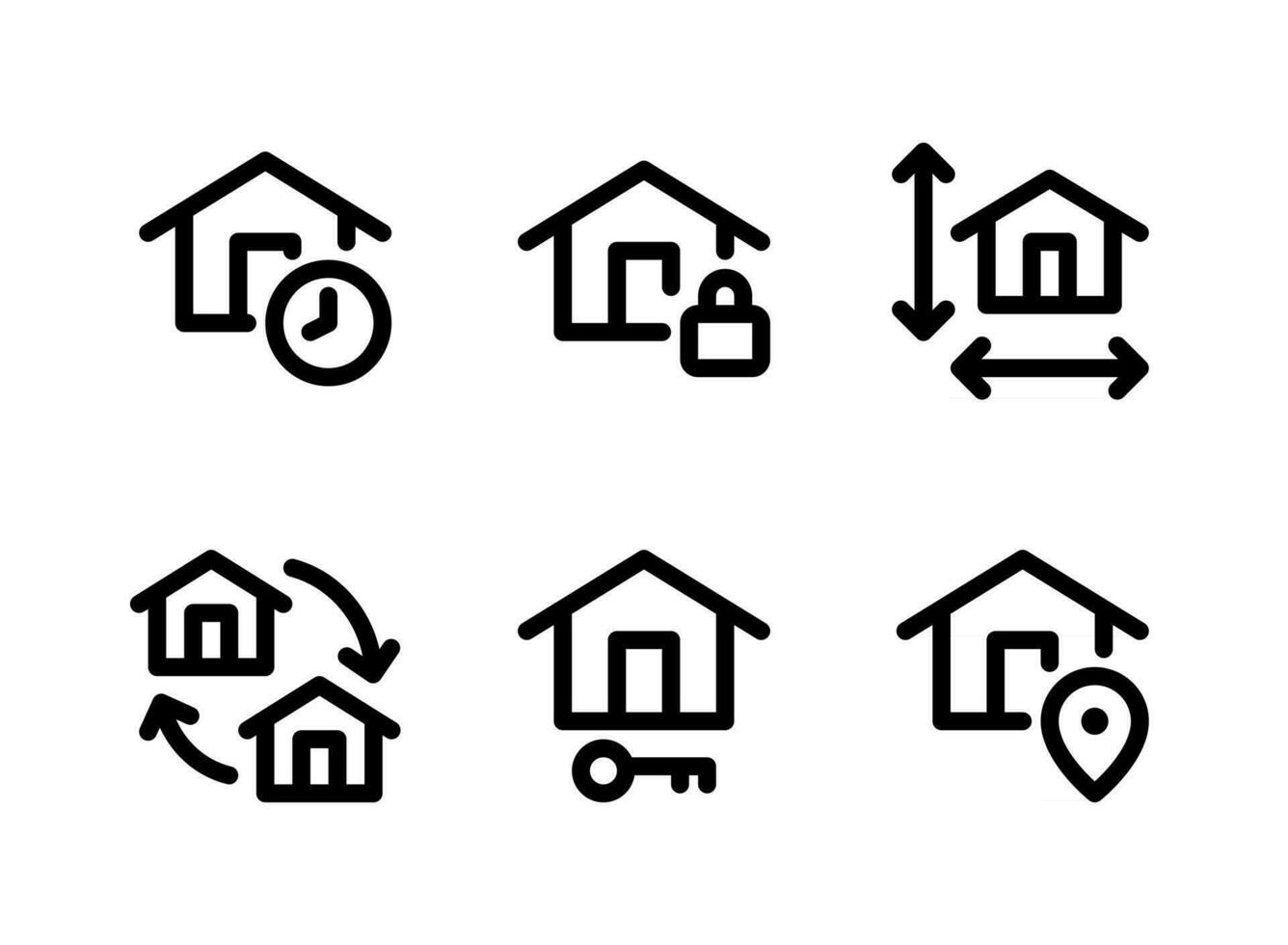 conjunto simple de iconos de línea de vector de bienes raíces