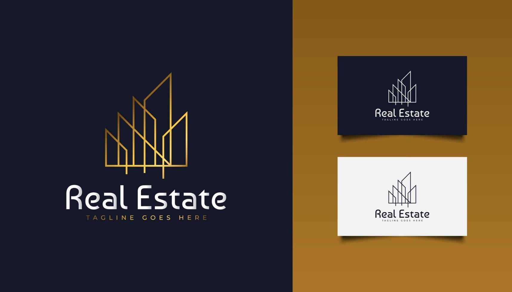 Real Estate Logo in Gold Gradient with Line Style vector