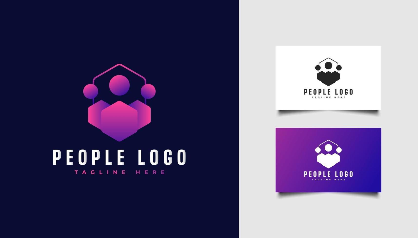 Logotipo de personas o comunidad o equipo en degradado colorido y concepto moderno vector