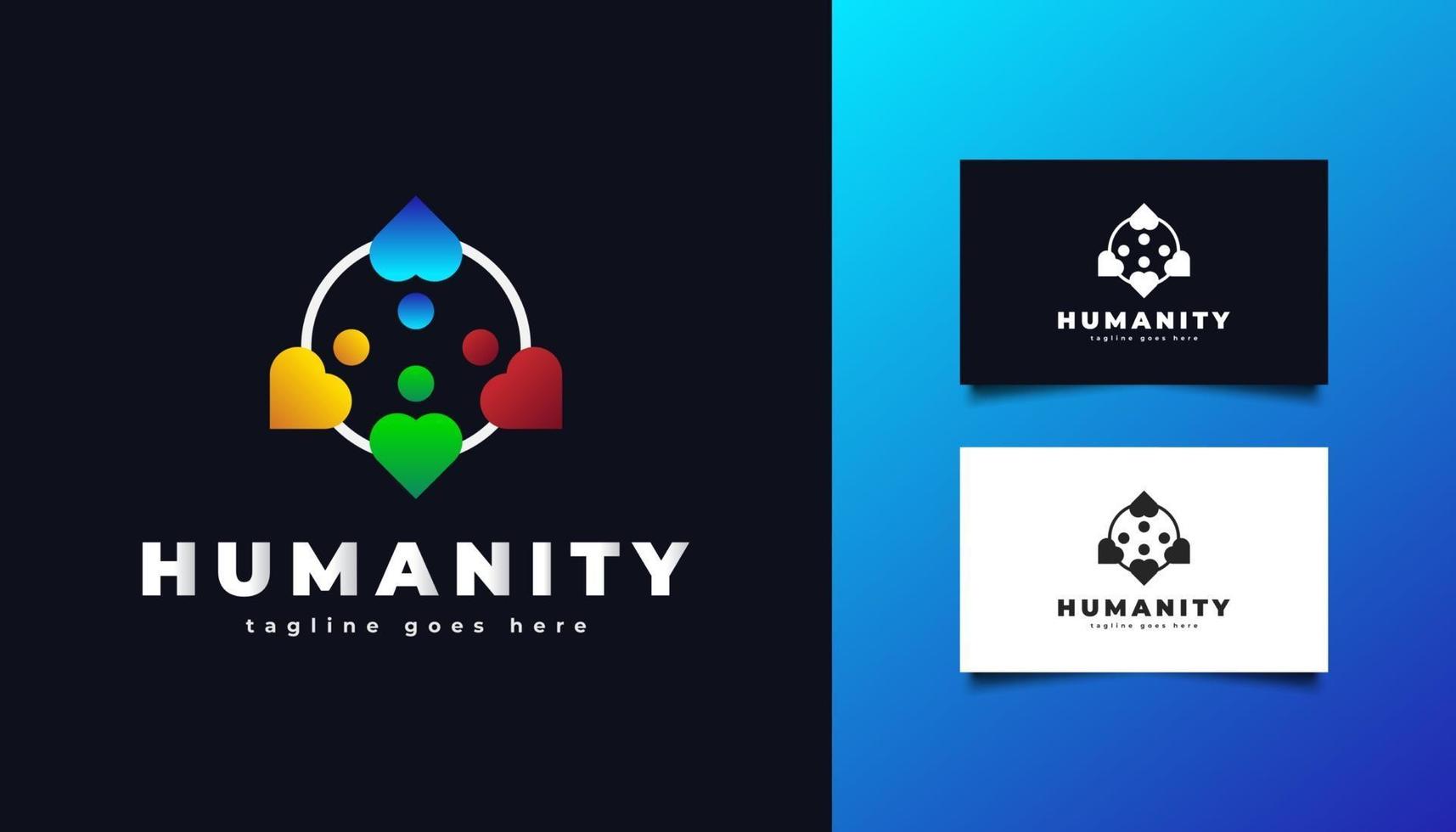 Logotipo de la humanidad con ilustraciones de personas en varios colores. vector