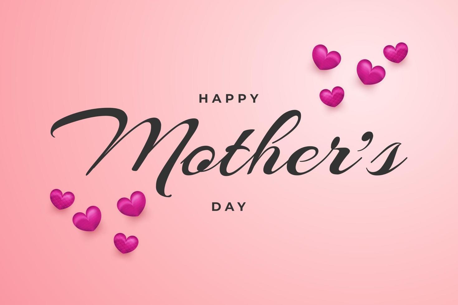 Mothers Day Greeting Card with Hearts Isolated on Pink Background vector