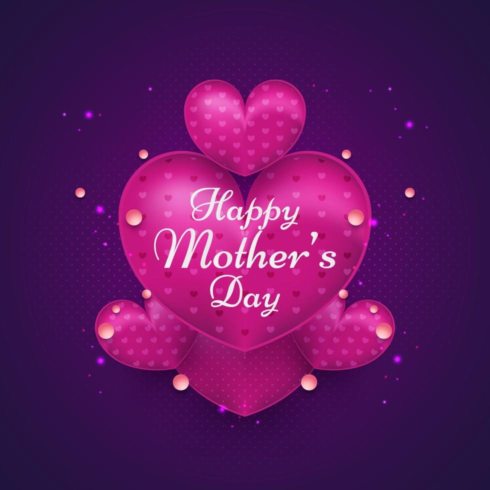 Mothers Day Greeting Card with Realistic Purple Heart vector