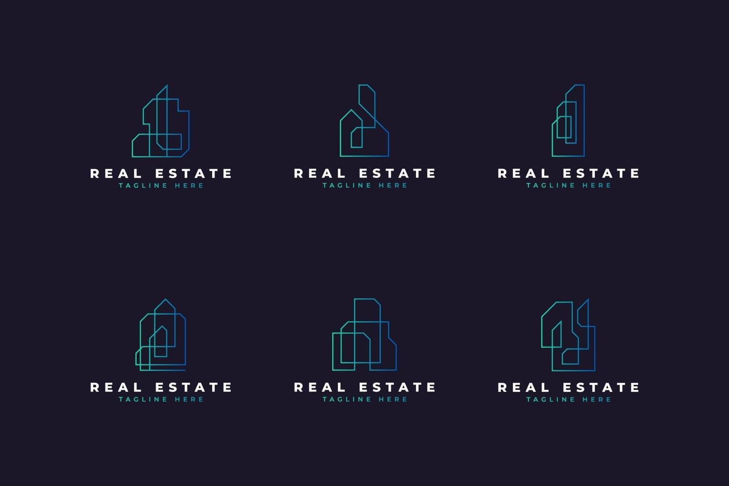 Set of Real Estate Building or Construction Logo with Line Style in Modern and Minimalist Concept vector