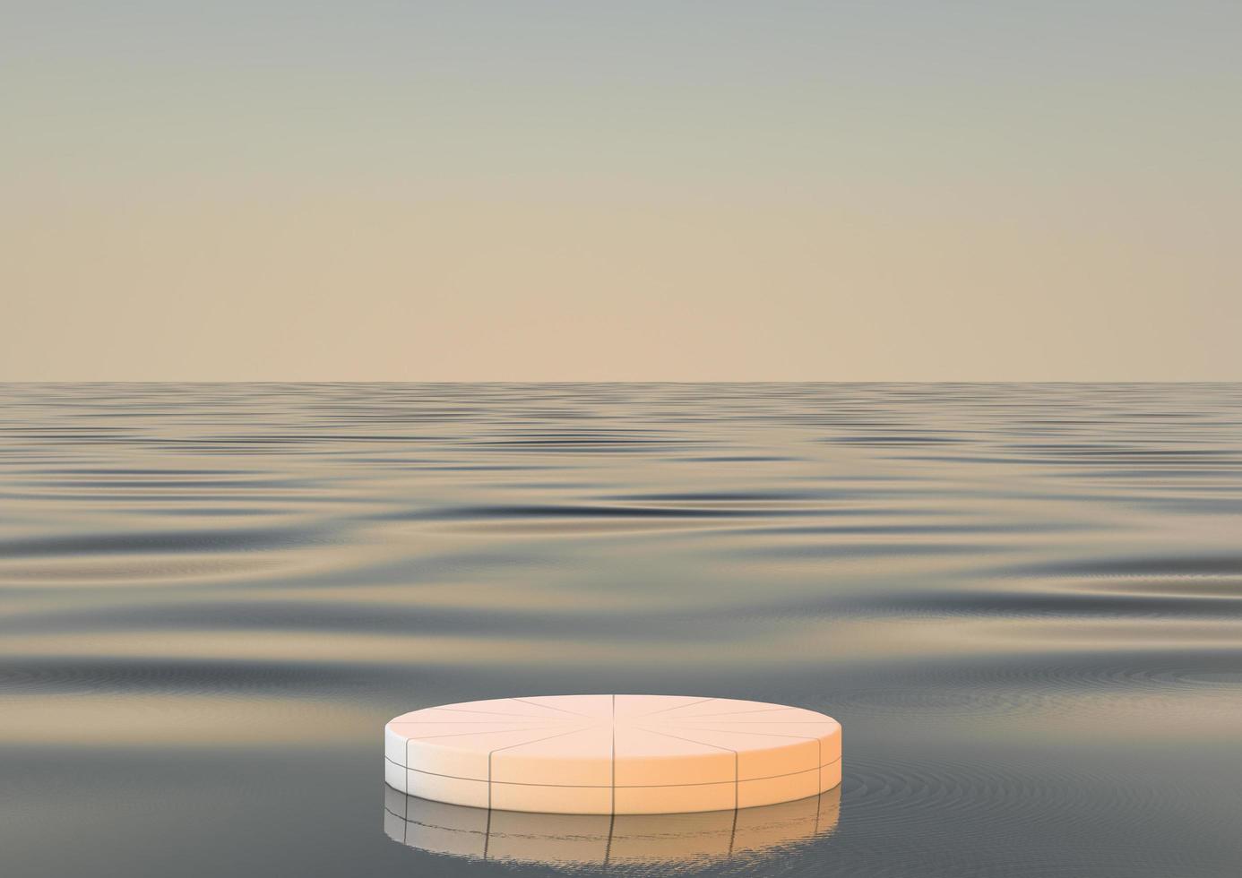 3D realistic luxury round podium on water photo