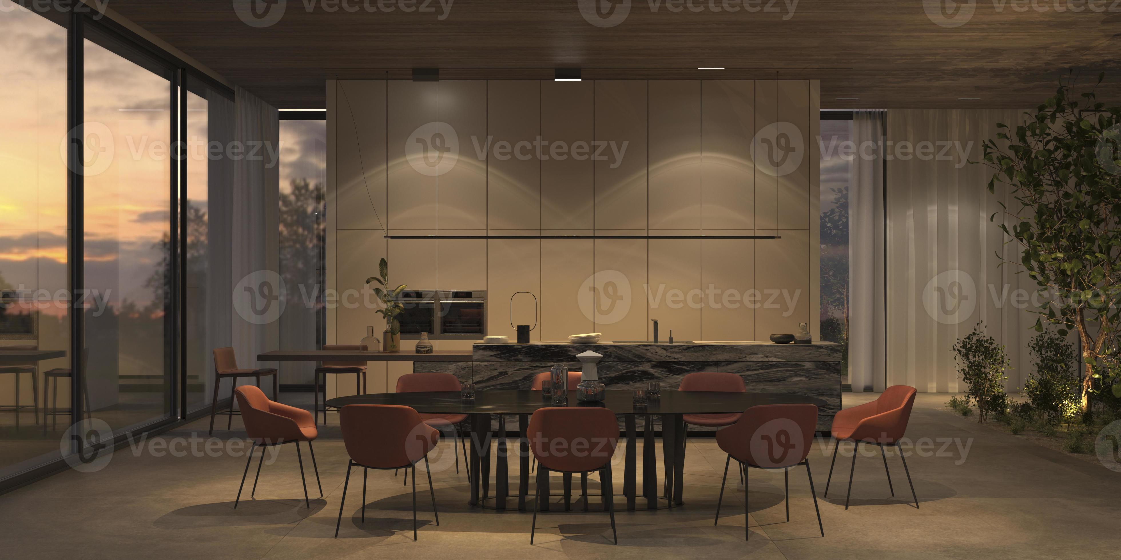 Dining room at night 2395983 Stock Photo at Vecteezy