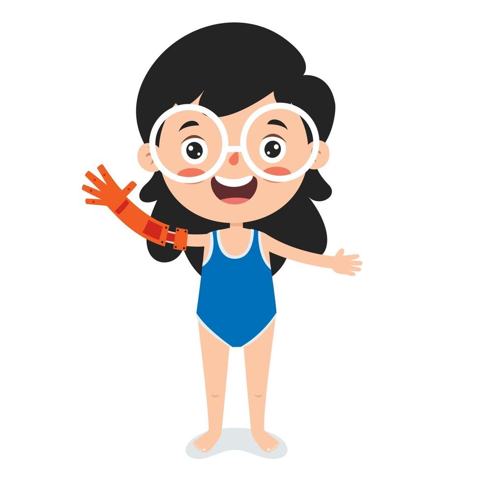 Funny Cartoon Character Using Prosthesis vector