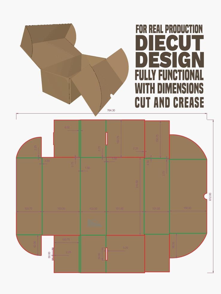Self Locking Tray die cut with Interior Bottom Flaps box dieline vector designed for real cardboard execution
