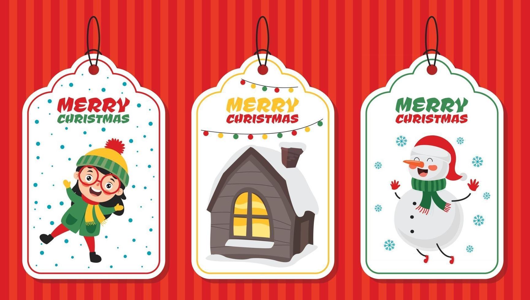 Christmas Greeting Card Design With Cartoon Characters vector