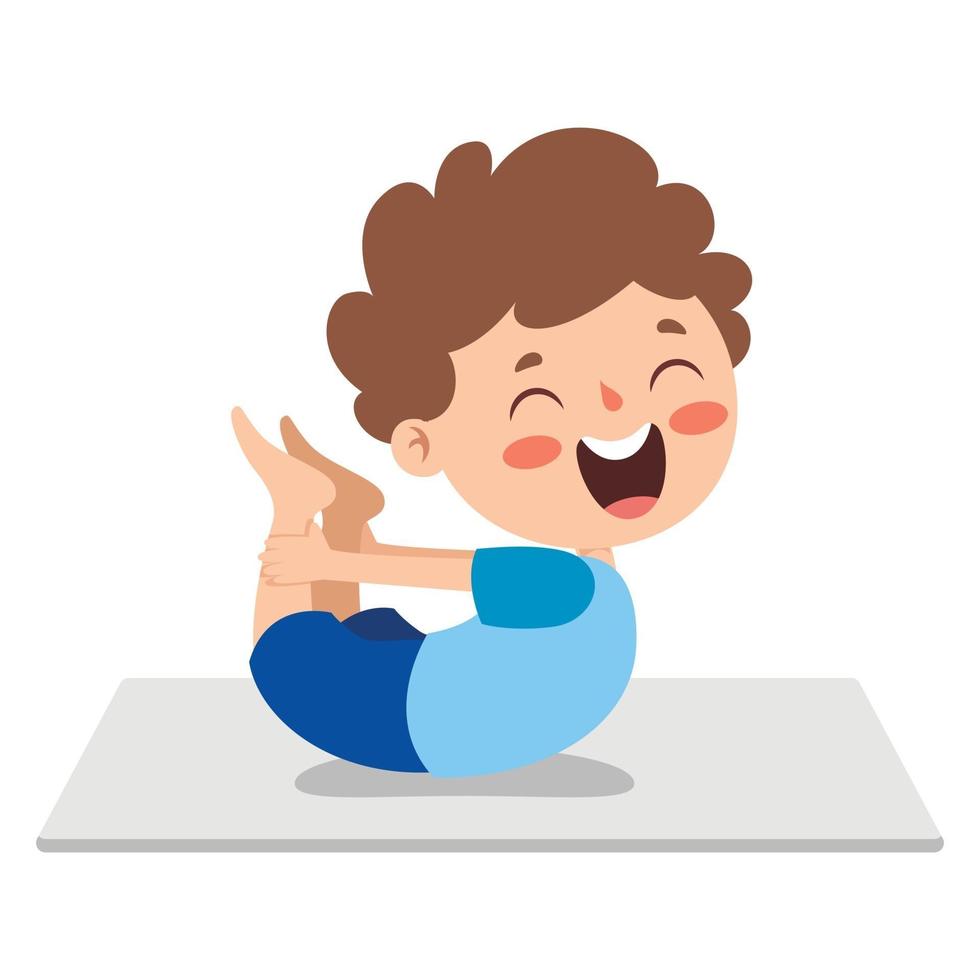 Funny Kid In Yoga Pose vector