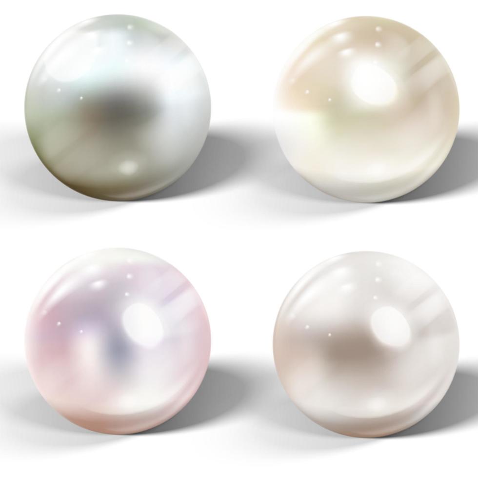 Realistic shiny natural sea pearl with light effects vector