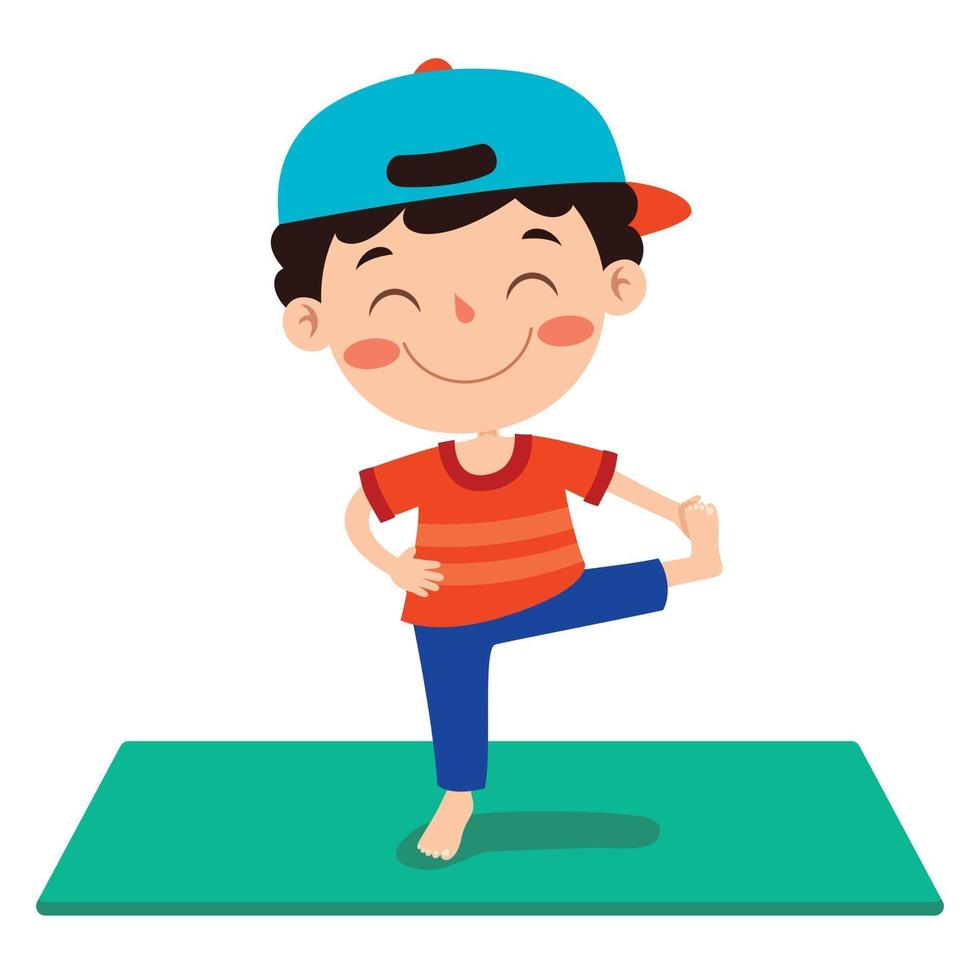 Funny Kid In Yoga Pose 2396147 Vector Art at Vecteezy