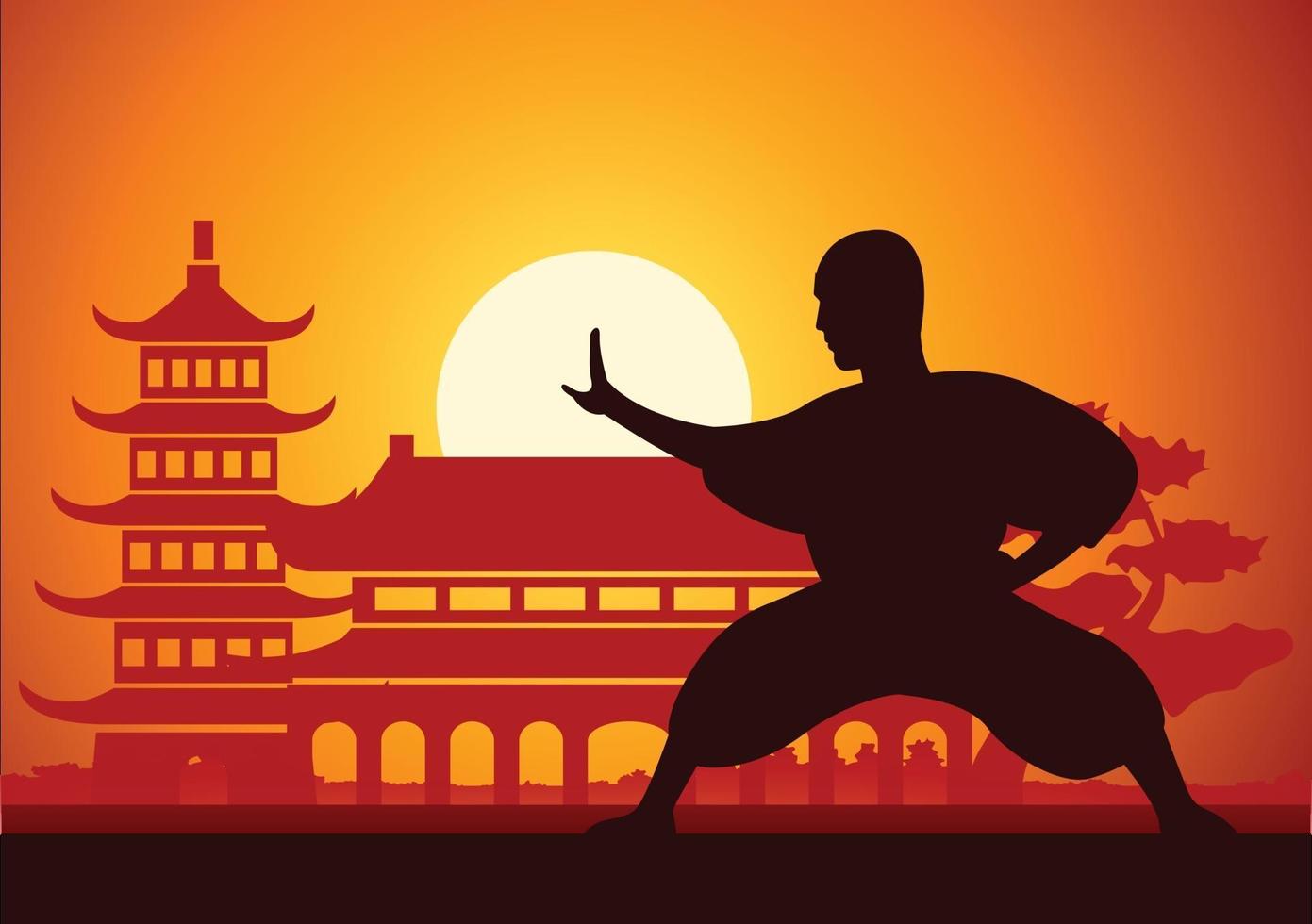 Chinese Boxing Kung Fu martial art famous sport vector
