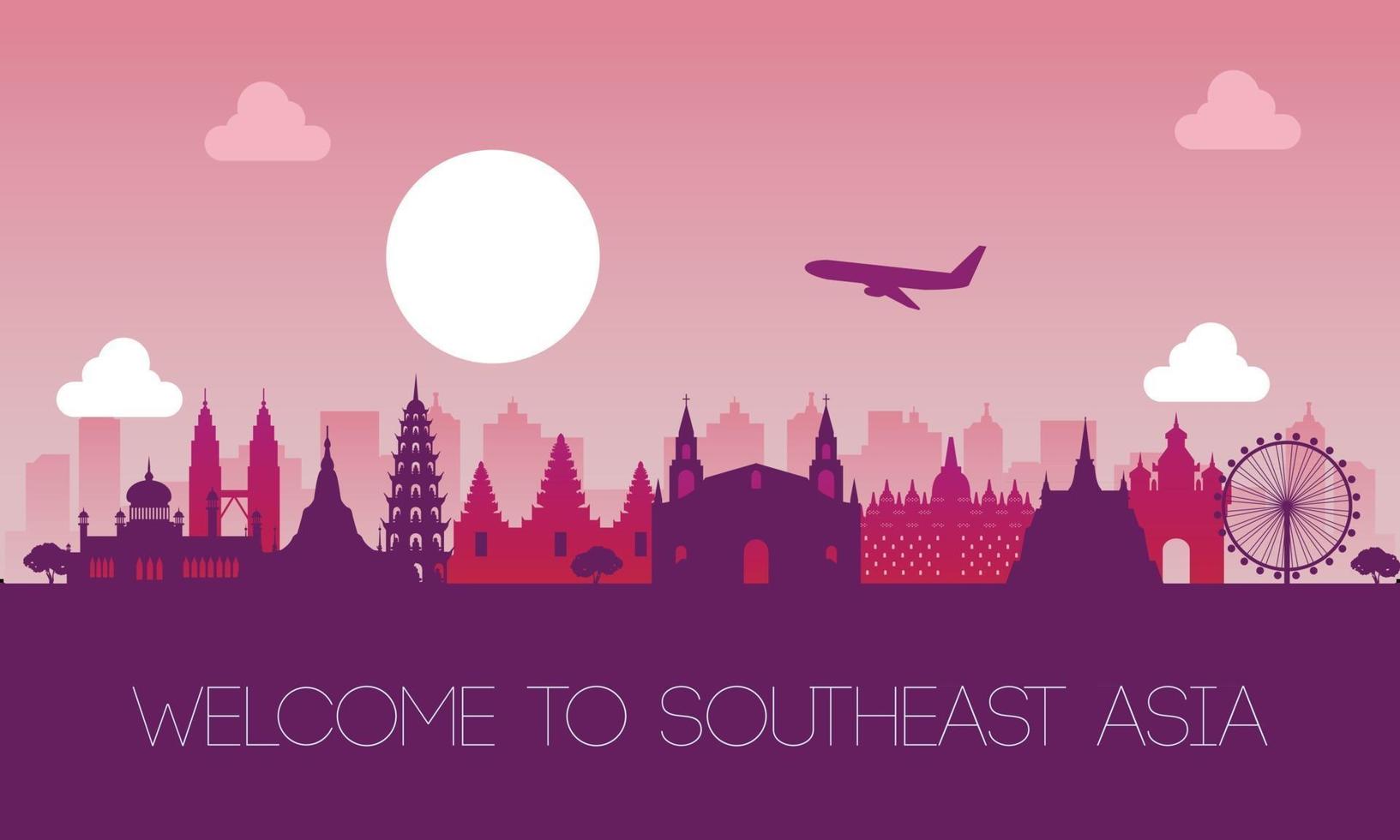 famous landmark of southeast Asia vector