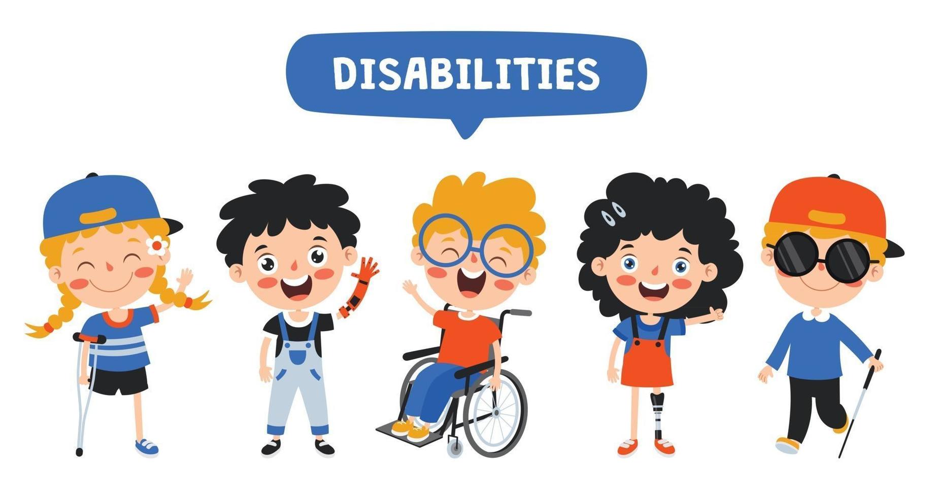 Funny Cartoon Handicapped Kids Posing vector