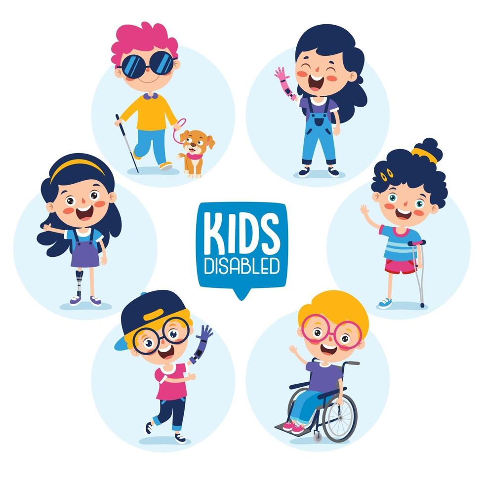 Funny Cartoon Handicapped Kids Posing vector