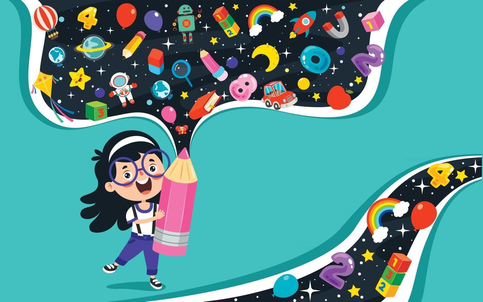 Education Concept With Funny School Child vector